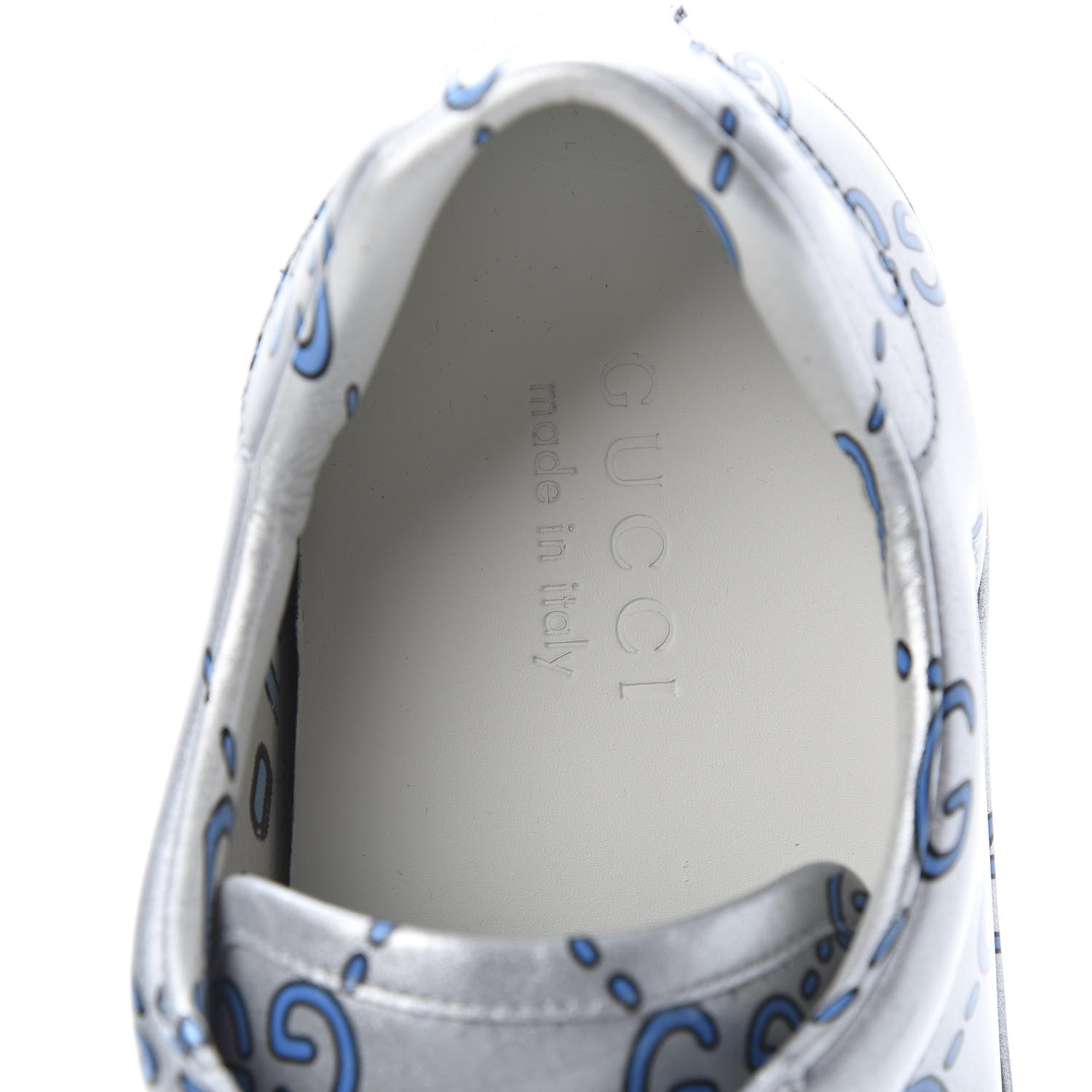 Gucci Miro Rubber Wax GucciGhost Print Mens New Ace Sneakers 9.5 Silver 7 of 8