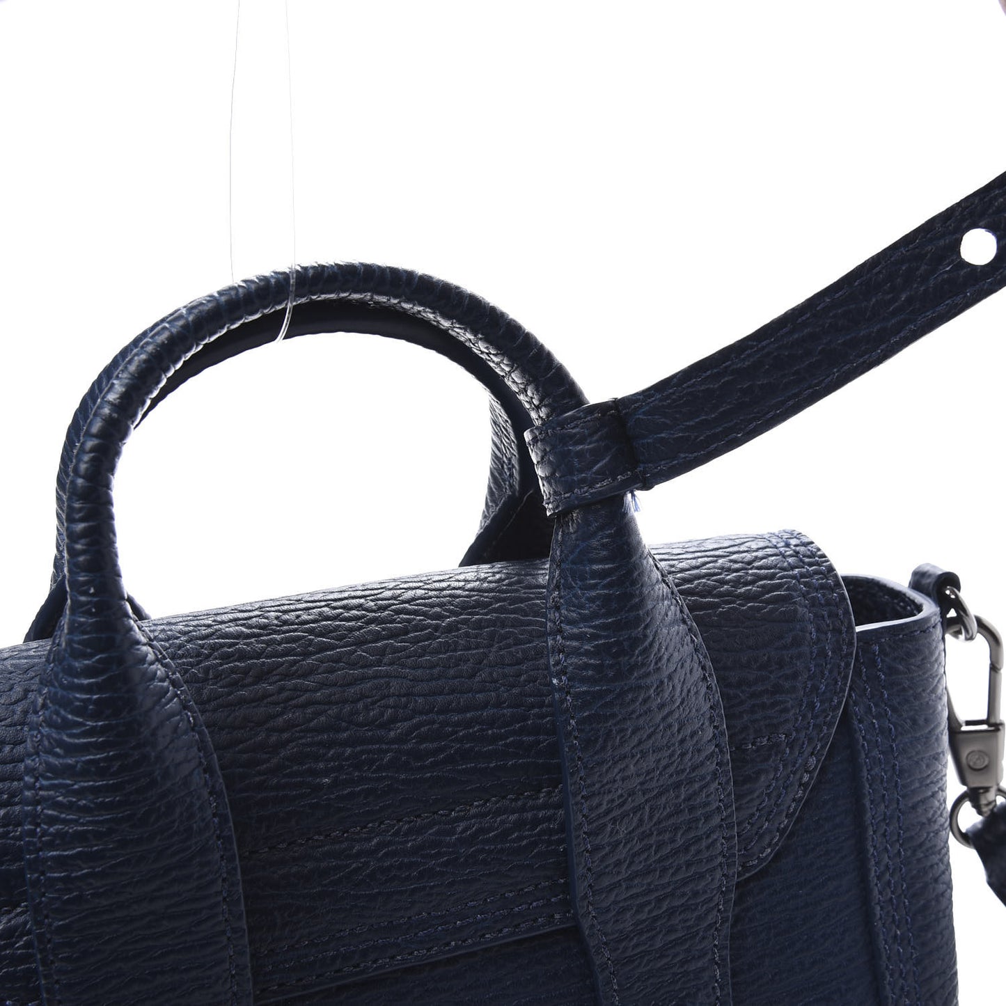 3.1 Textured Calfskin Mini Pashli Satchel Lapis Black