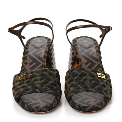 Fendi Jacquard Calfskin FF Tortoise Promenade Ankle Strap Loafer Pumps 38 Tobacco 2 of 7