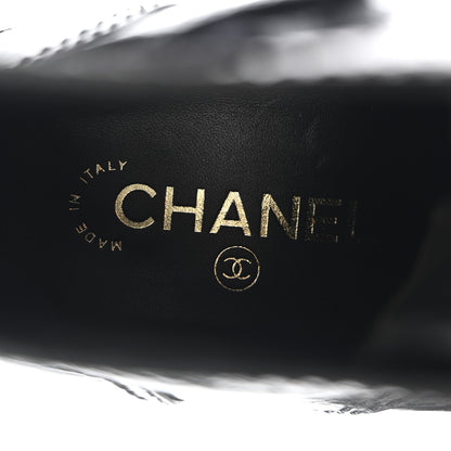 Chanel Shiny Calfskin Velvet Pearl Combat Short Boots 38 Black 10 of 10