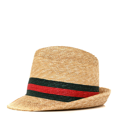 Gucci Abaca Straw Web Fedora Hat L 1 of 7