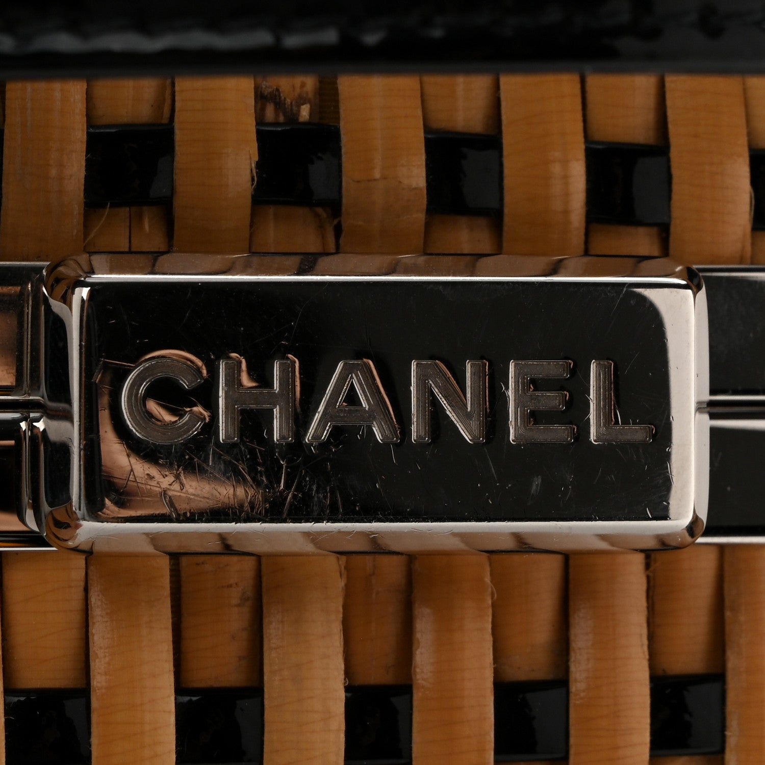 Chanel Raffia Patent Small CC Filigree Vanity Case Black 12 of 13