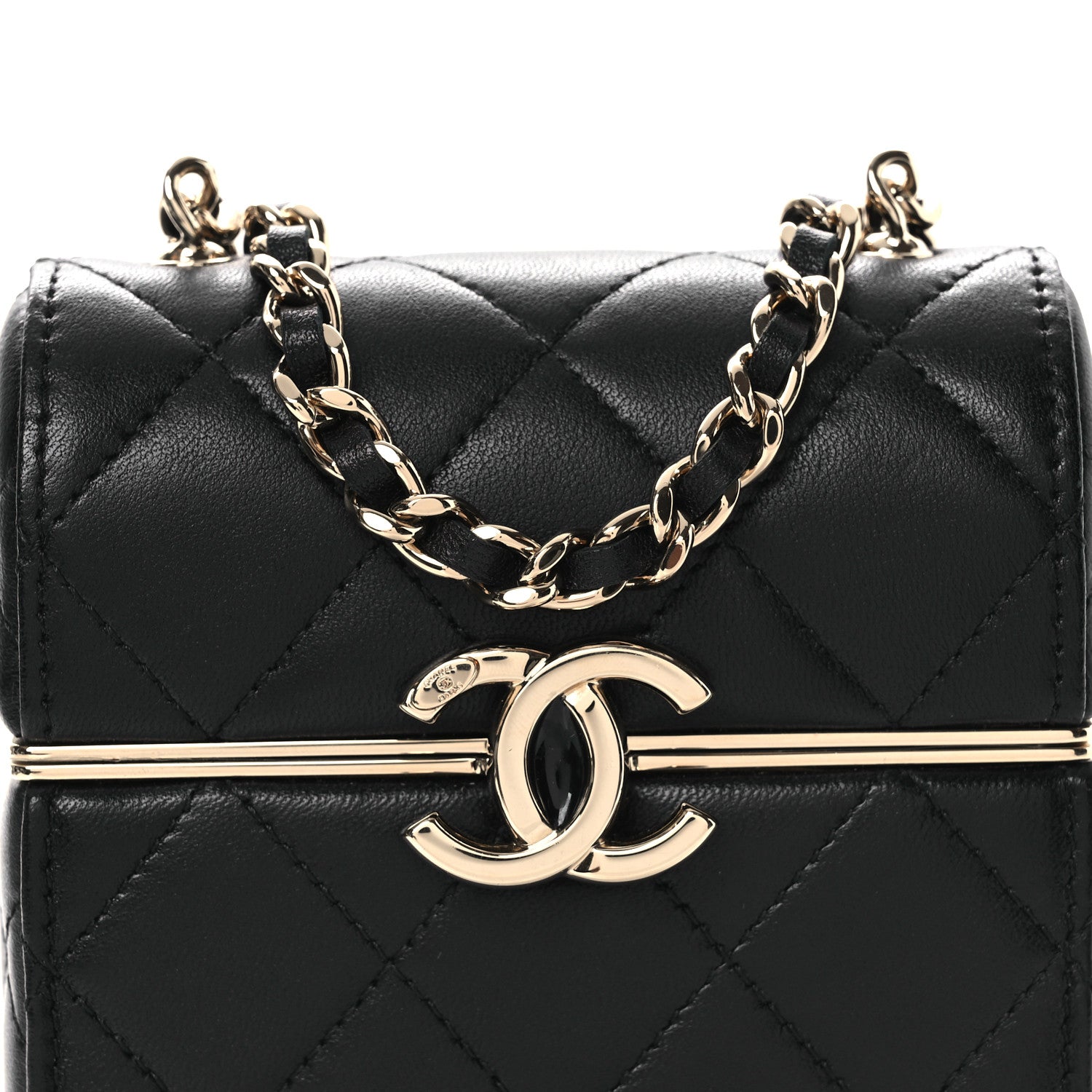 Chanel Lambskin Quilted Small Box With Chain Black 9 of 14