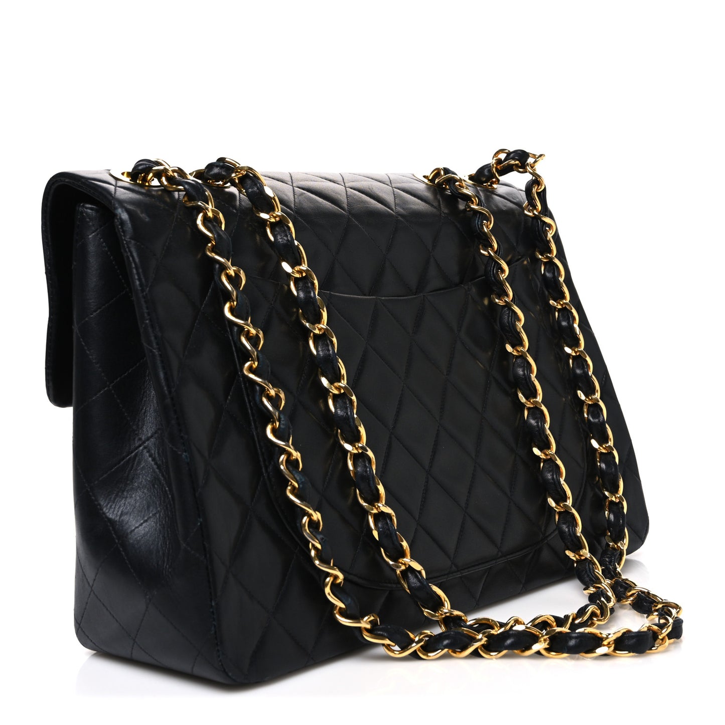 Lambskin Quilted XL Jumbo Single Flap Black