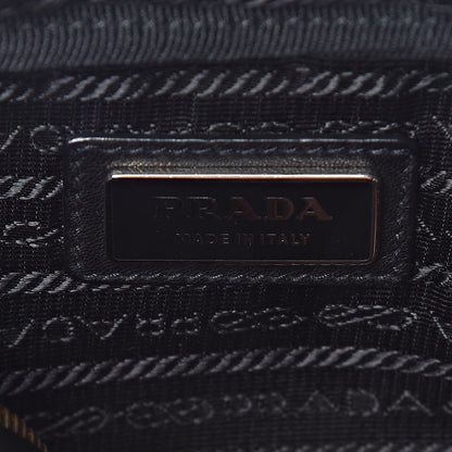 Prada Glace Calfskin Zippers Bow Clutch Black 6 of 9