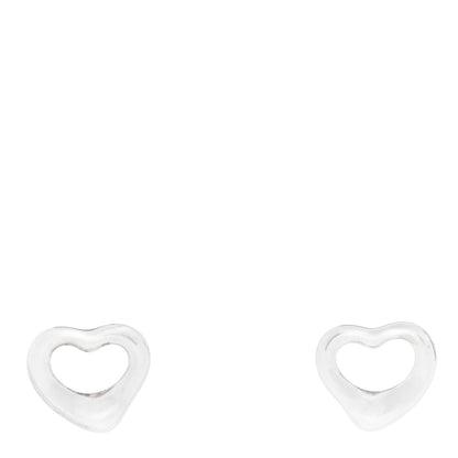 Tiffany Sterling Silver 11mm Elsa Peretti Open Heart Earrings 1 of 6