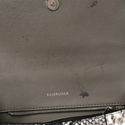 Balenciaga Calfskin Snake Effect Small Hourglass Top Handle Bag Black White 10 of 13