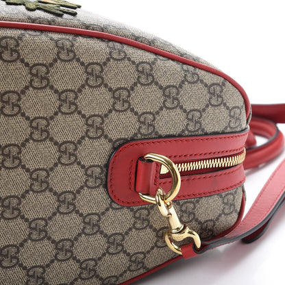 Gucci GG Supreme Monogram Kingsnake Heart Embroidered Medium Boston Hibiscus Red 16 of 17