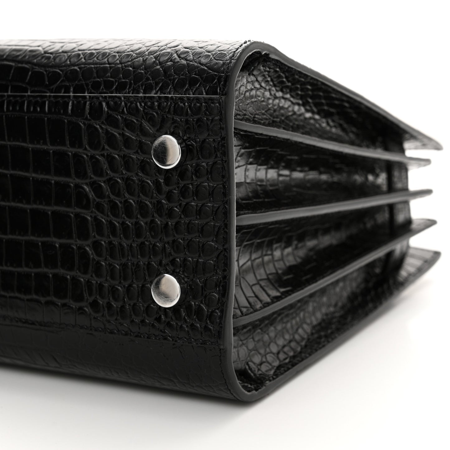 Calfskin Crocodile Embossed Baby Sac De Jour Black