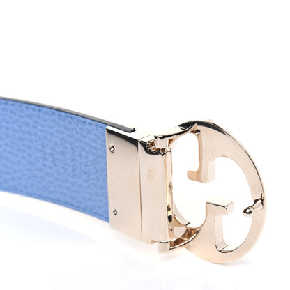 Gucci Dollar Calfskin 1973 Reversible Belt 75 30 Black Mineral Blue 6 of 6