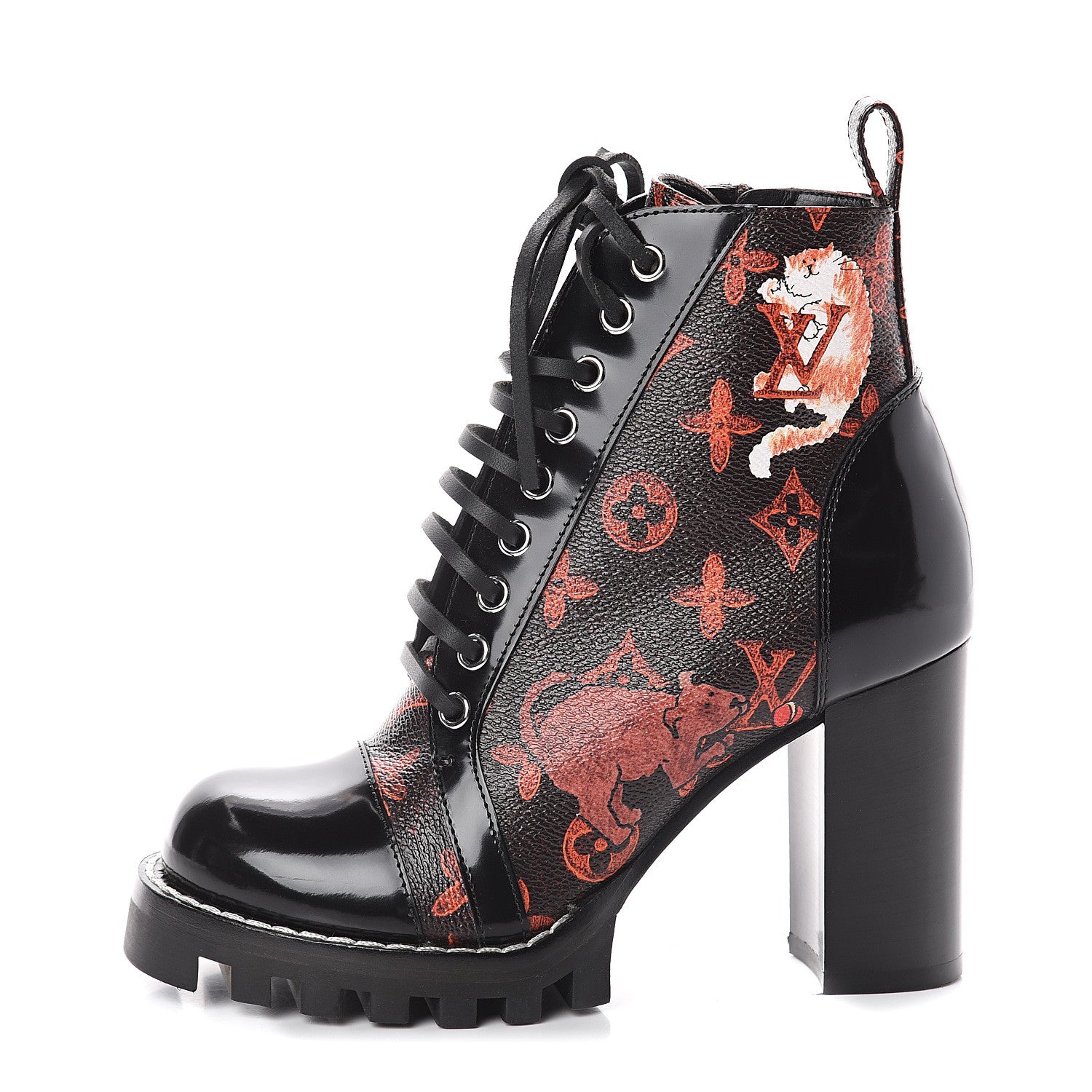 Louis Vuitton Patent Calfskin Catogram Star Trail Ankle Boots 36 Black Marron 1 of 6