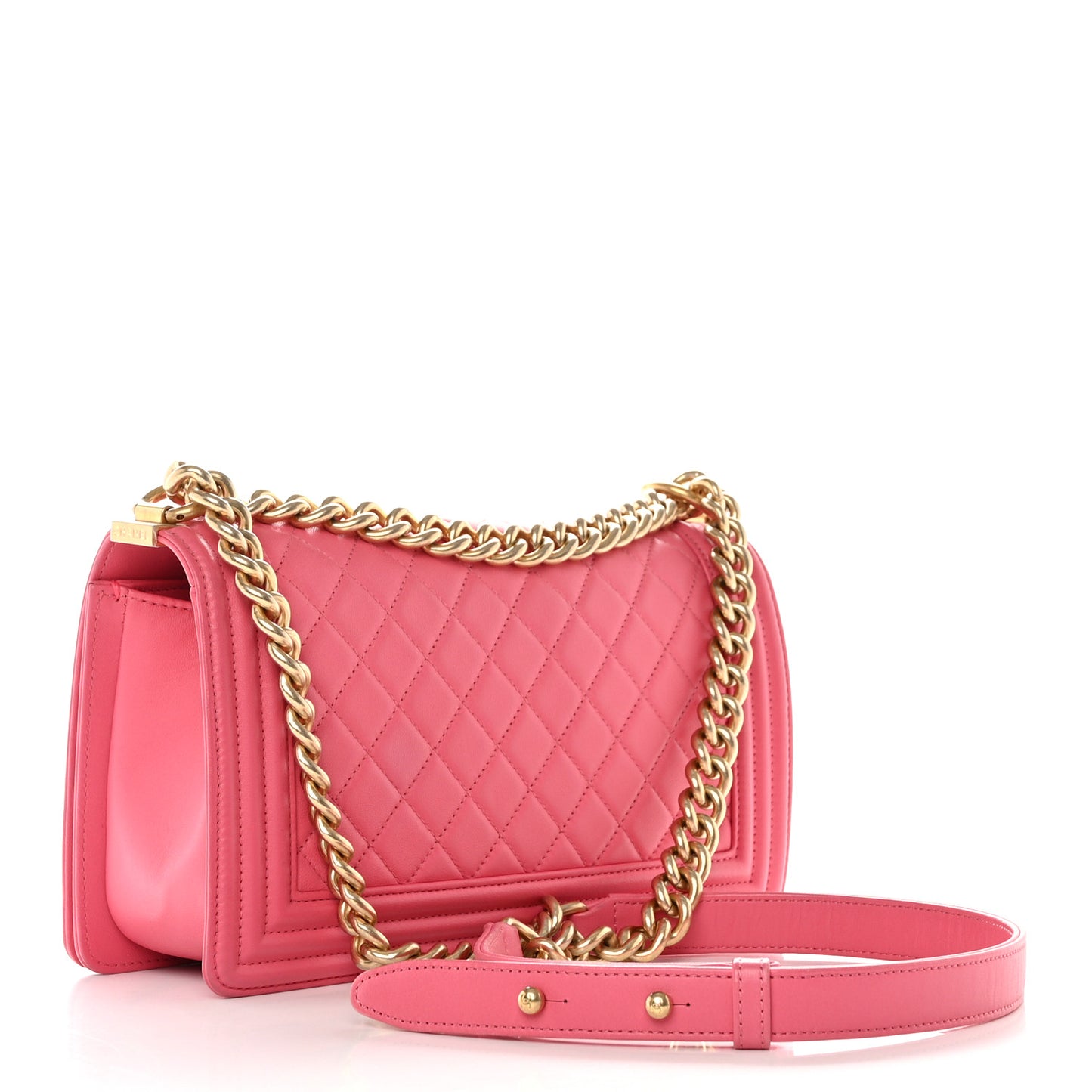 Lambskin Quilted Medium Boy Flap Pink