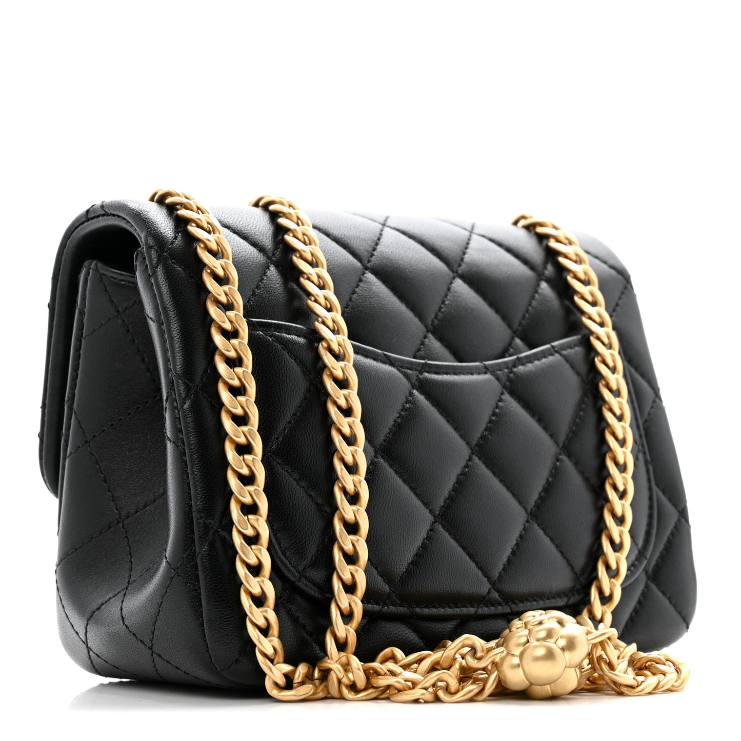 Lambskin Quilted Mini Sweet Camellia Flap Black