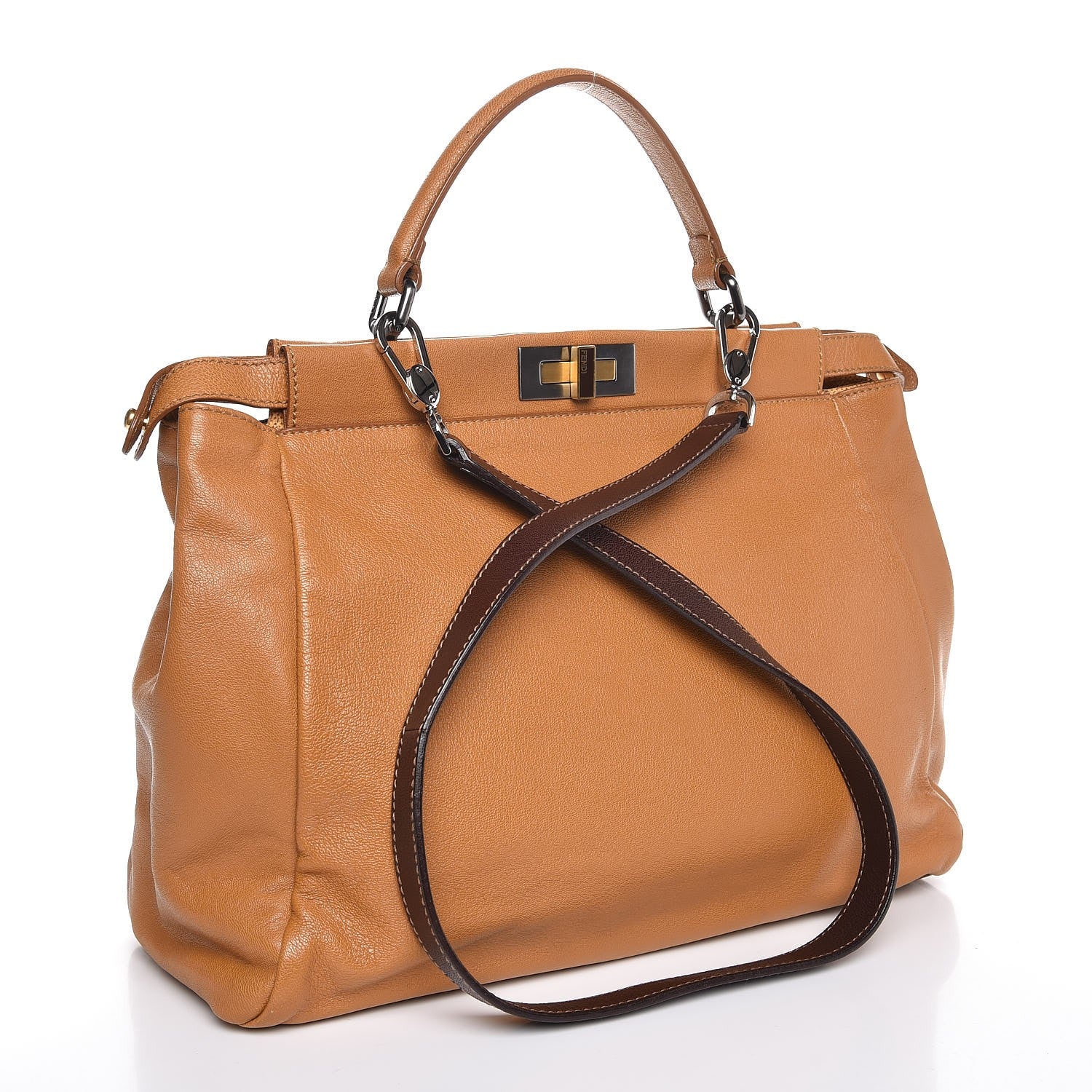 Fendi Goatskin Large Peekaboo Iconic Satchel Ocra 4 of 13