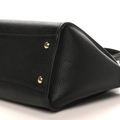 Salvatore Ferragamo Hammered Calfskin Double Handle Small Amy Tote Black 9 of 9