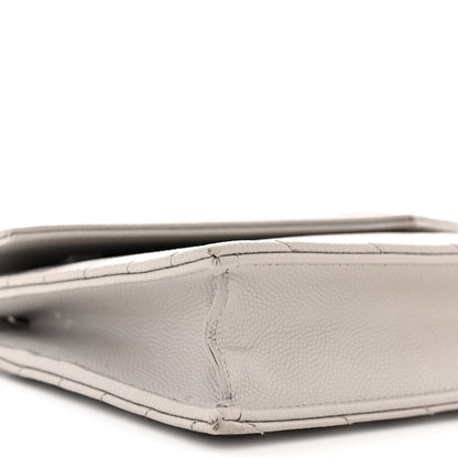 Saint Laurent Grain De Poudre Matelasse Chevron Monogram Envelope Chain Wallet Fog 9 of 13