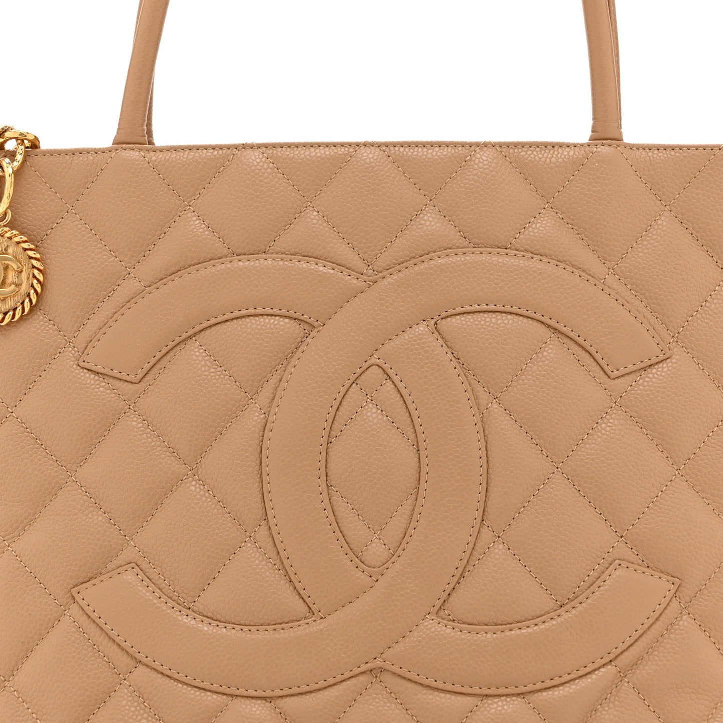 Caviar Quilted Medallion Tote Beige
