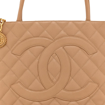 Chanel Caviar Quilted Medallion Tote Beige 8 of 10