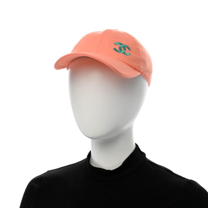 Chanel Cotton CC Cap Hat Orange Turquoise 2 of 10