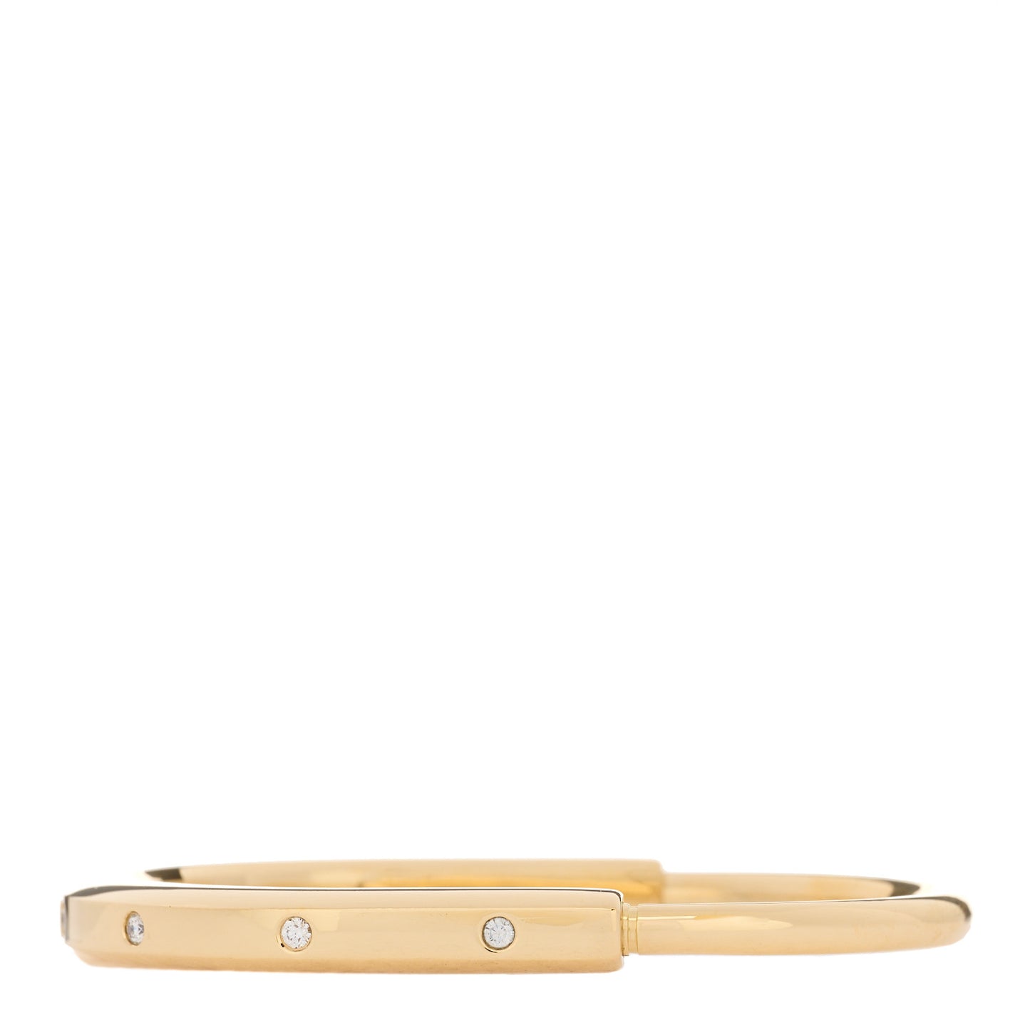 18K Yellow Gold Diamond Tiffany Lock Bangle Bracelet