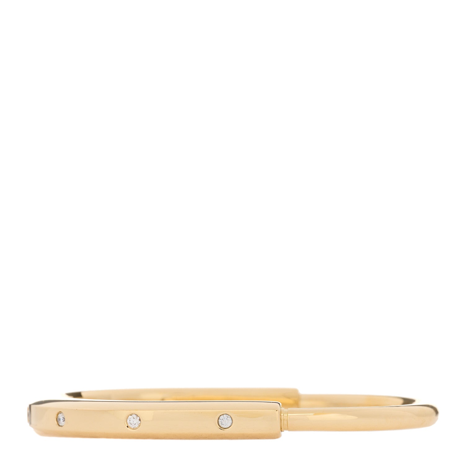 Tiffany 18K Yellow Gold Diamond Tiffany Lock Bangle Bracelet 2 of 4