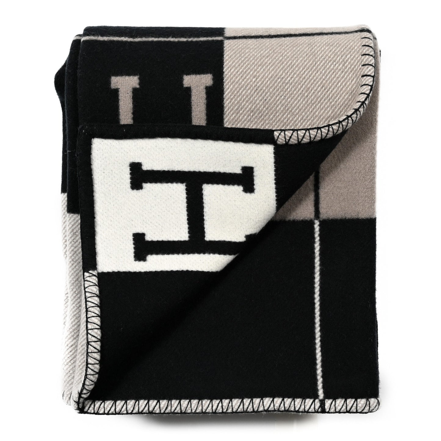 Wool Cashmere Avalon III Blanket Ecru Black