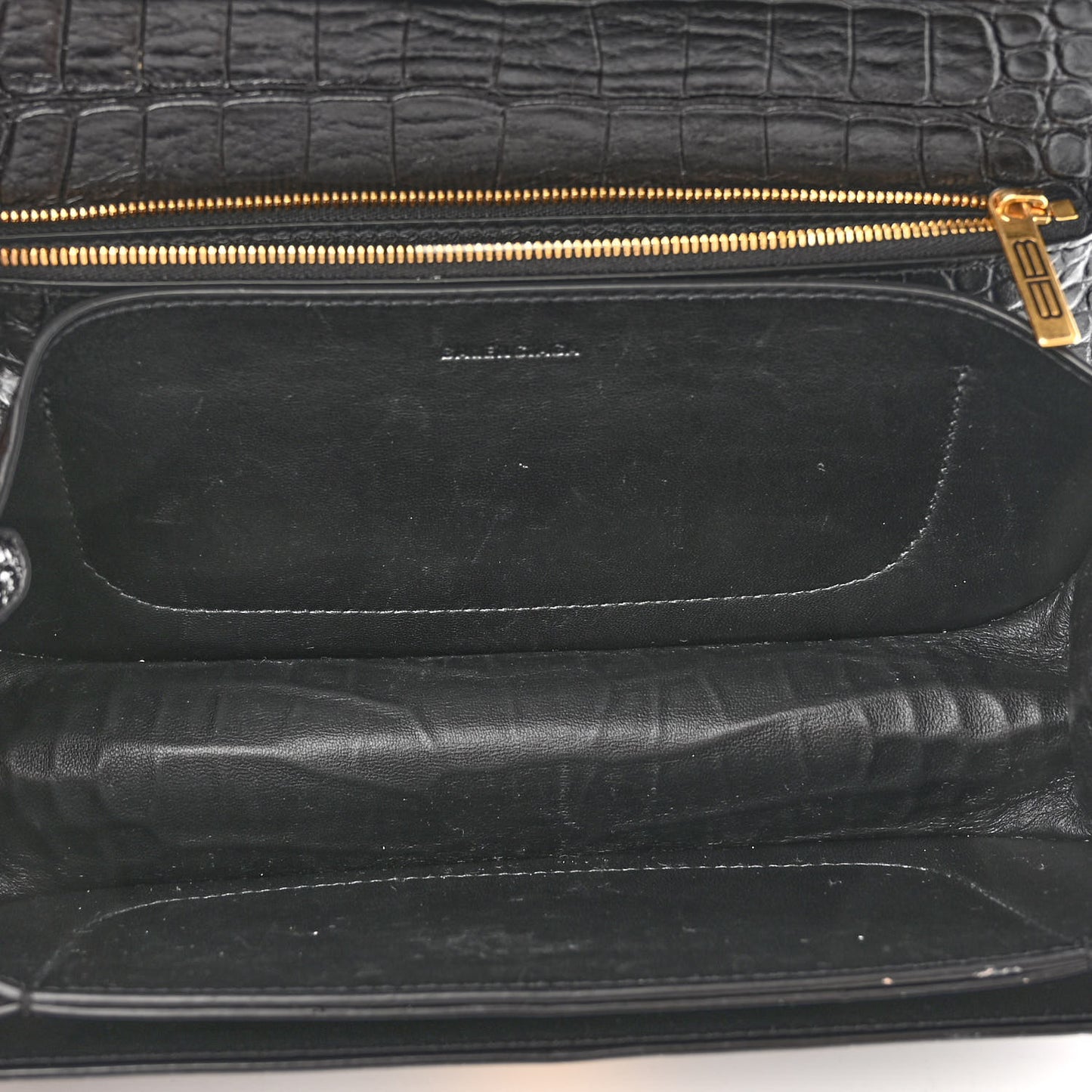 Extra Supple Calfskin Crocodile Embossed Small Gossip Bag Black