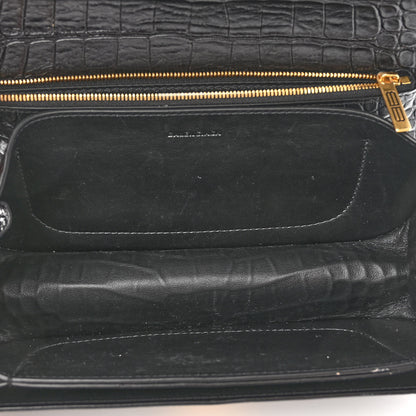 Balenciaga Extra Supple Calfskin Crocodile Embossed Small Gossip Bag Black 5 of 9
