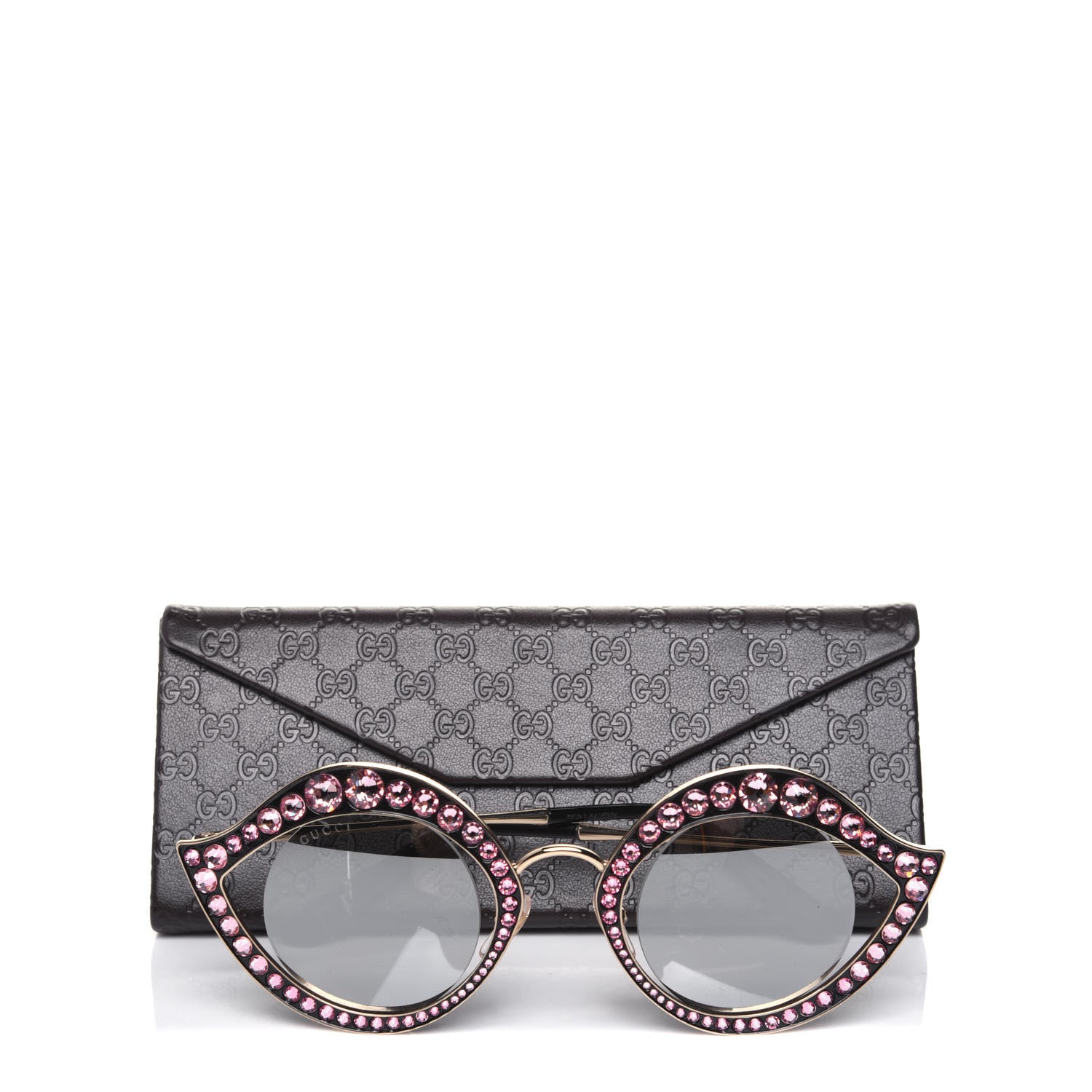 Gucci Metal Crystal Cat Eye Sunglasses GG0046S Pink 6 of 6