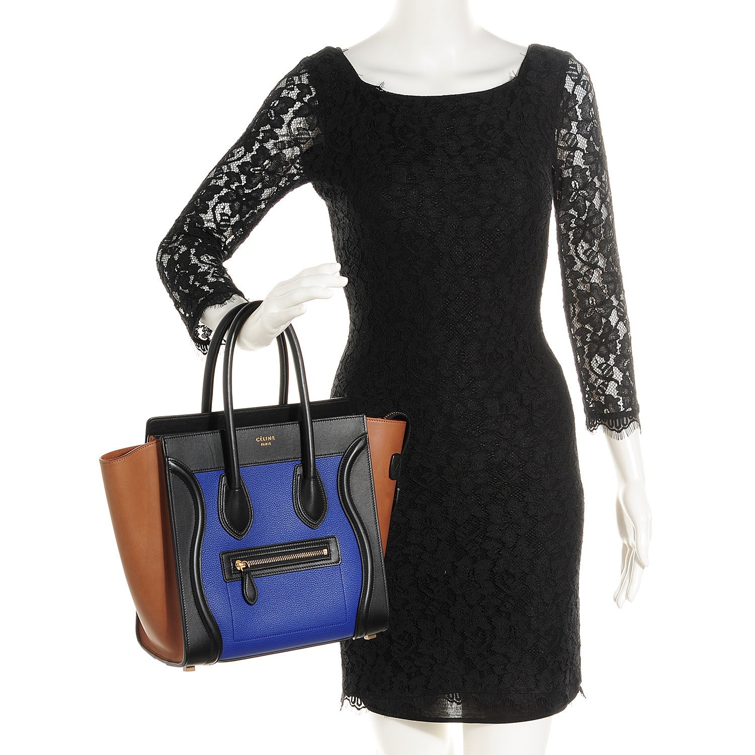 Celine Drummed Calfskin Micro Tri-Color Luggage Indigo 2 of 8