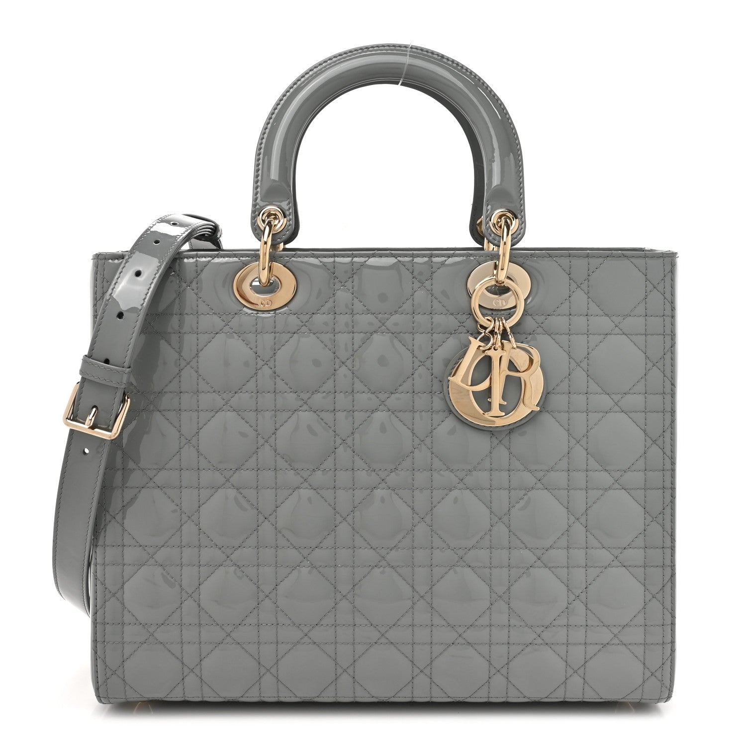 Christian Dior Patent Cannage Large Lady Dior Grey 1 of 11