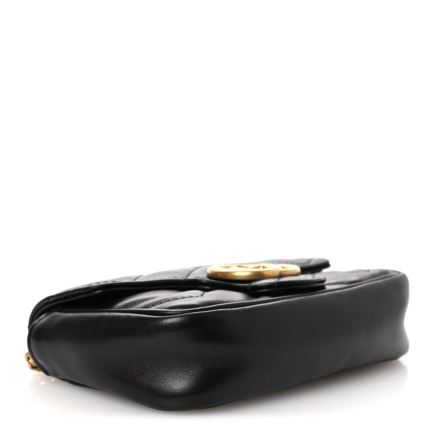 Gucci Calfskin Matelasse Super Mini GG Marmont Shoulder Bag Black 4 of 11