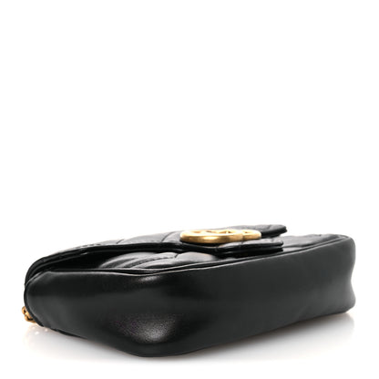 Gucci Calfskin Matelasse Super Mini GG Marmont Shoulder Bag Black 4 of 11