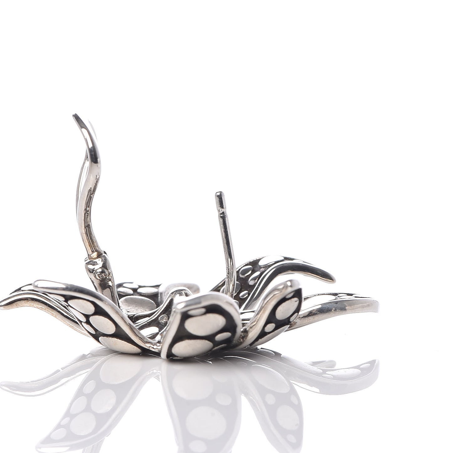 Sterling Silver Ayu Dot Jasmine Flower French Clip Earrings