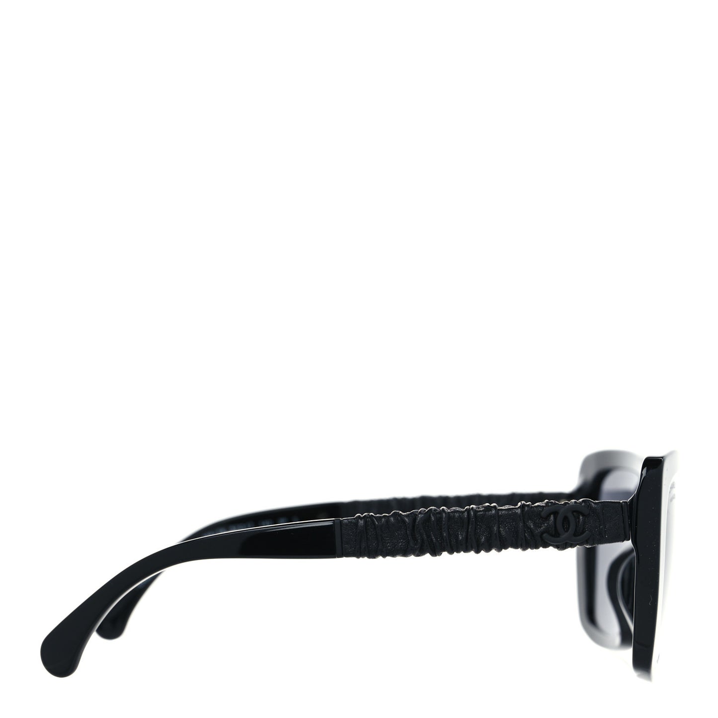 Acetate Calfskin Polarized Square Sunglasses 5476-Q-A Black