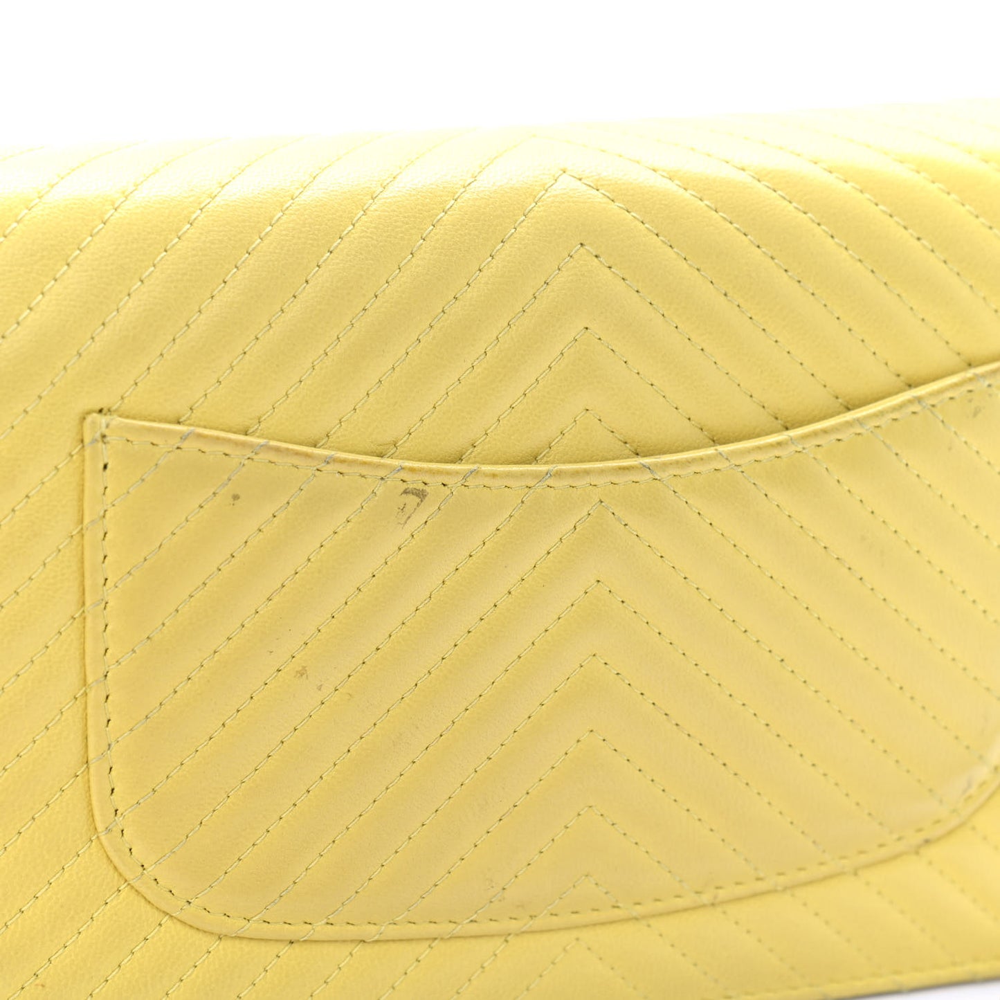 Lambskin Chevron Quilted Wallet On Chain WOC Yellow