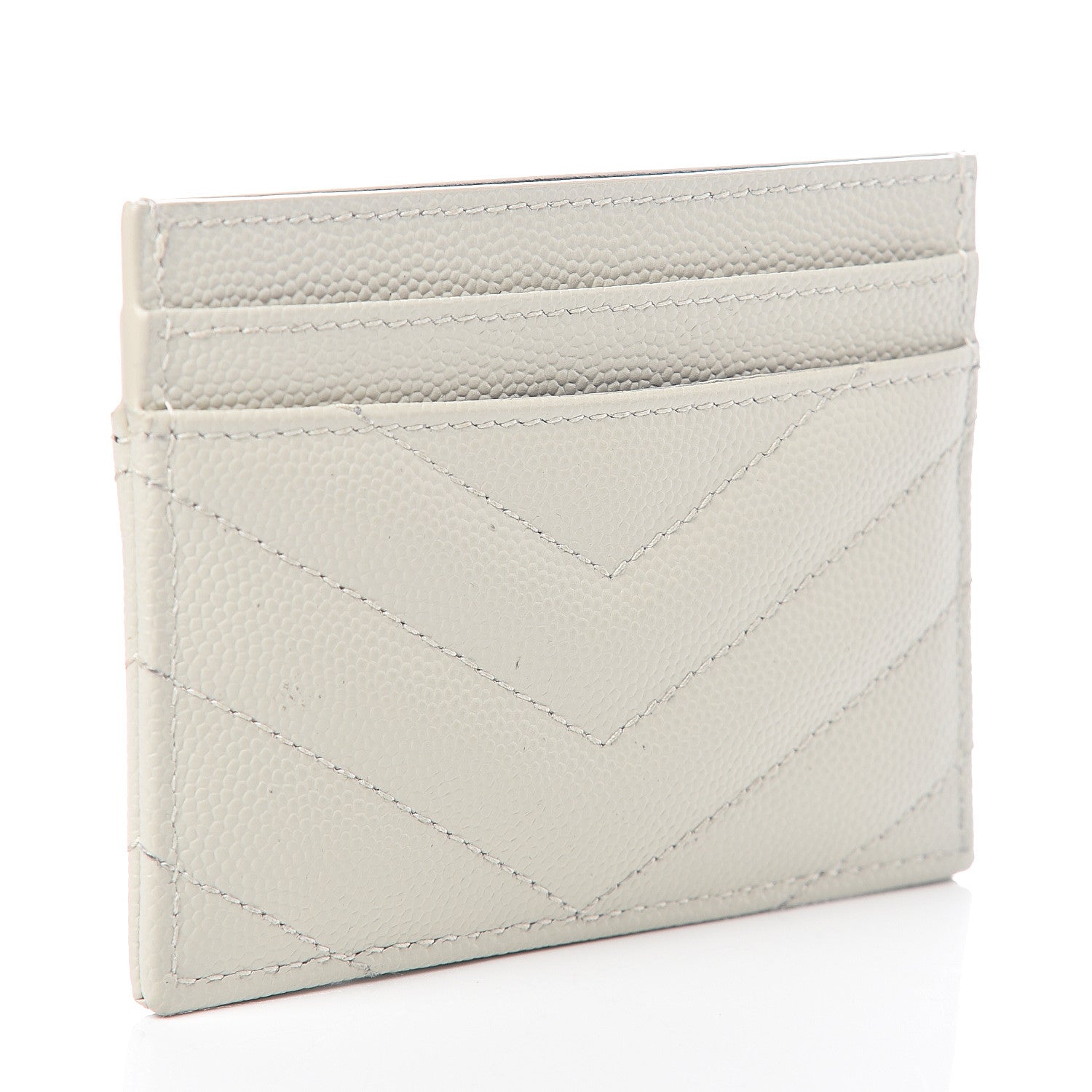 Saint Laurent Grain De Poudre Matelasse Chevron Card Case Crema Soft 2 of 5
