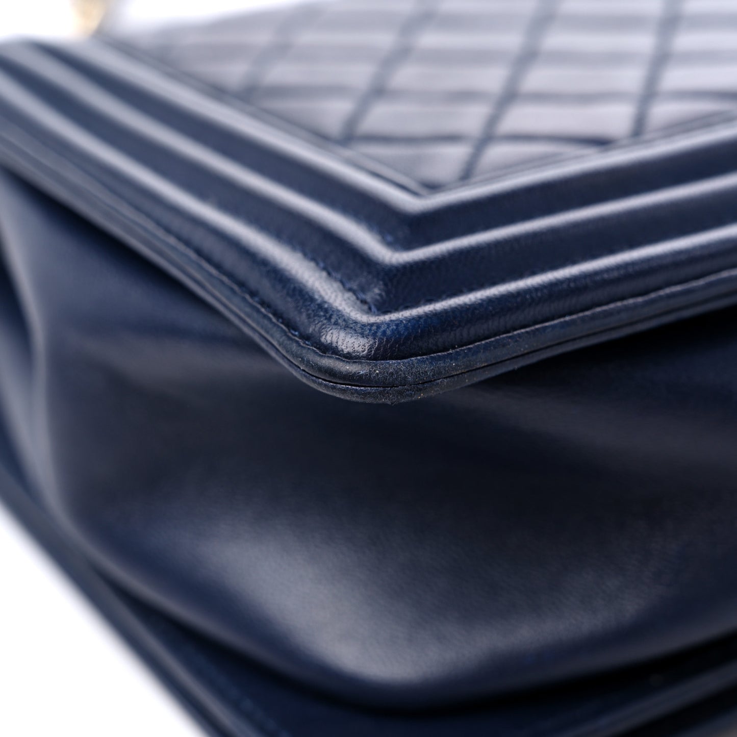 Lambskin Quilted New Medium Boy Flap Dark Blue