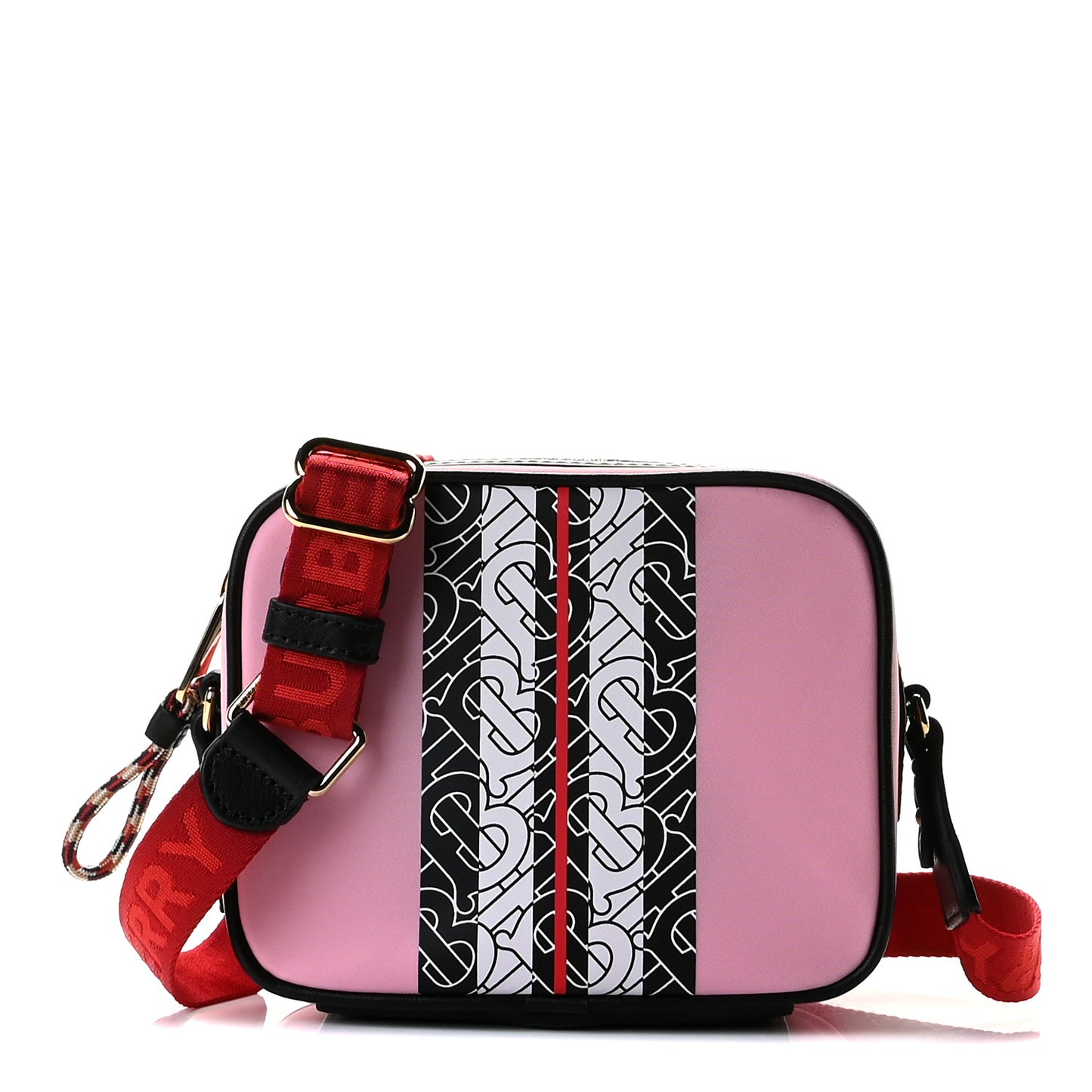 E-Canvas Monogram Stripe Crossbody Bag Pink