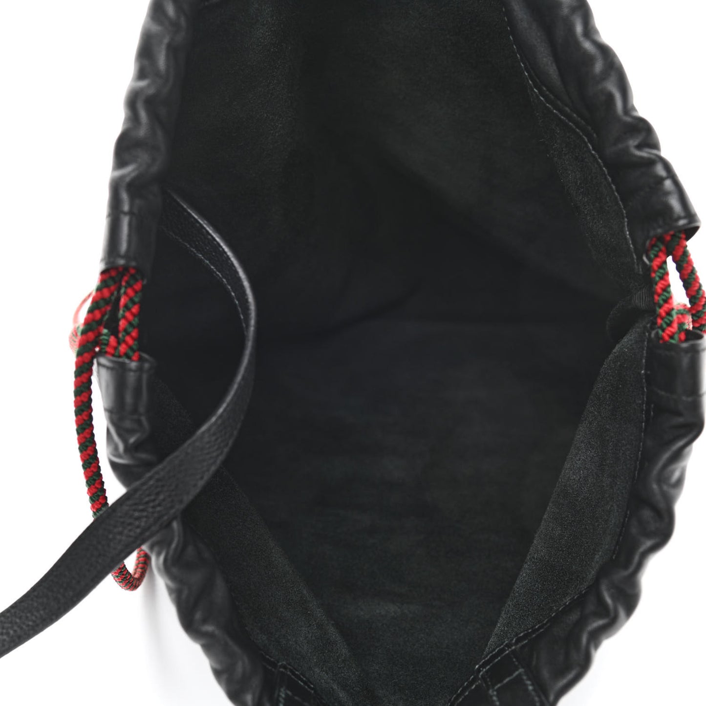 Calfskin Logo Drawstring Backpack Black