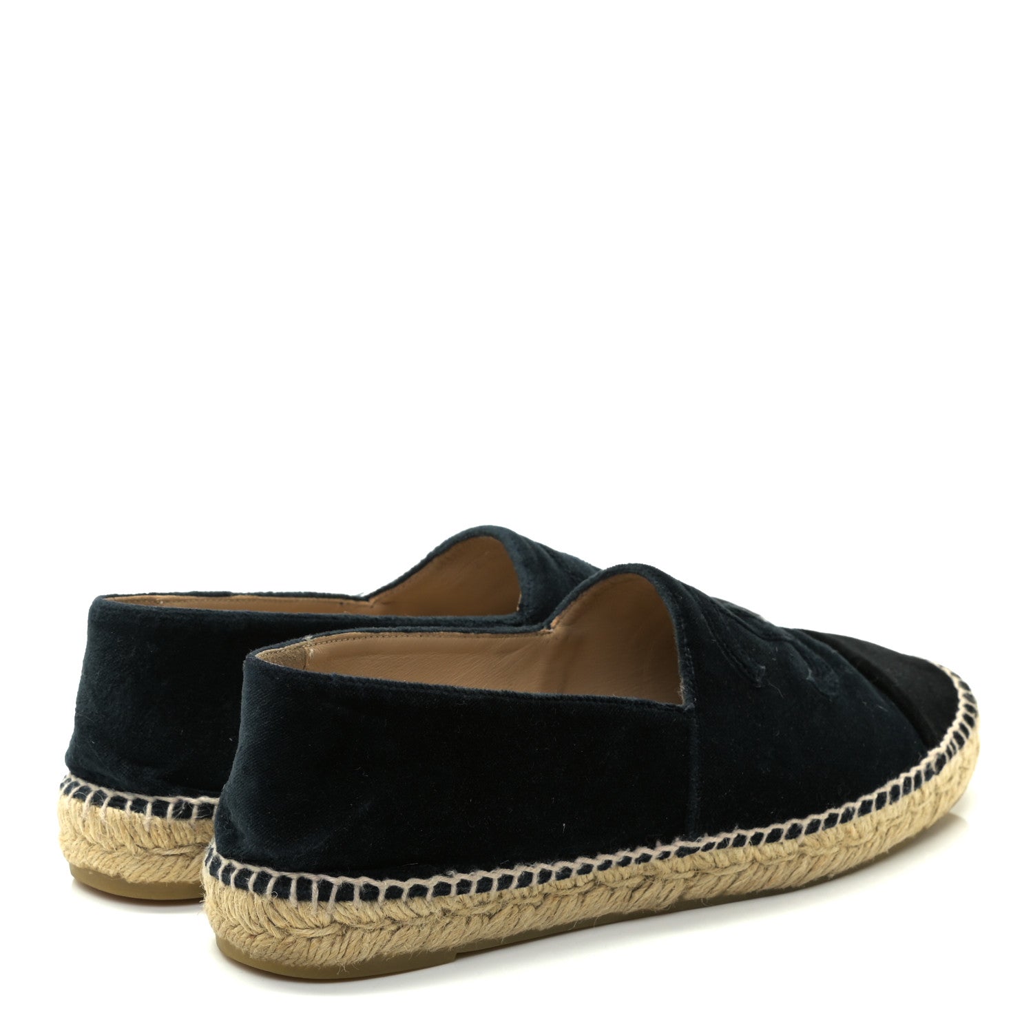 Chanel Velvet CC Espadrilles Dark Navy Black 4 of 8
