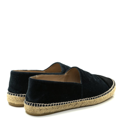 Chanel Velvet CC Espadrilles Dark Navy Black 4 of 8