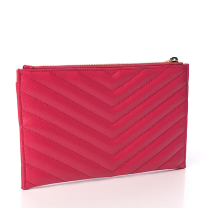 Saint Laurent Grain De Poudre Chevron Monogram Bill Pouch Fresh Fuxia 2 of 7