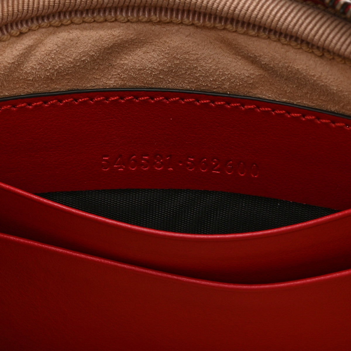 Calfskin Matelasse Mini GG Marmont Chain Crossbody Bag Hibiscus Red