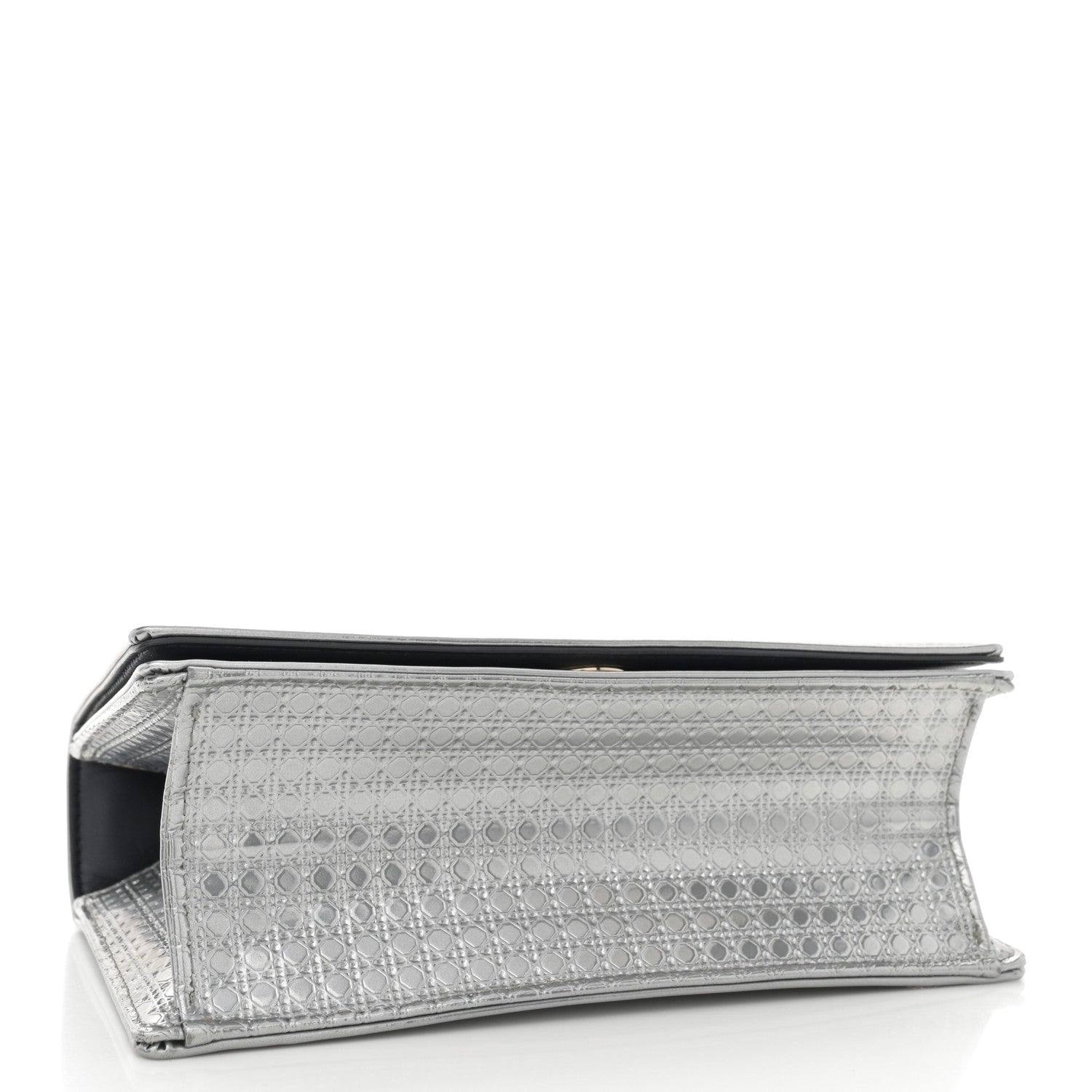 Christian Dior Metallic Patent Micro-Cannage Small Diorama Flap Bag Silver 4 of 10