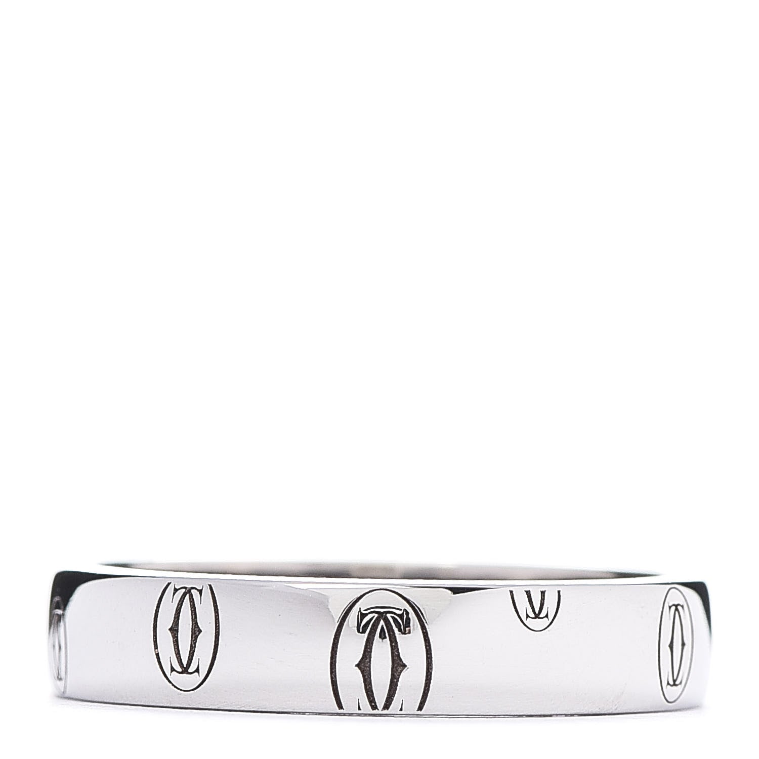 Cartier 18K White Gold 4mm Happy Birthday Band Ring 54 7 1 of 4