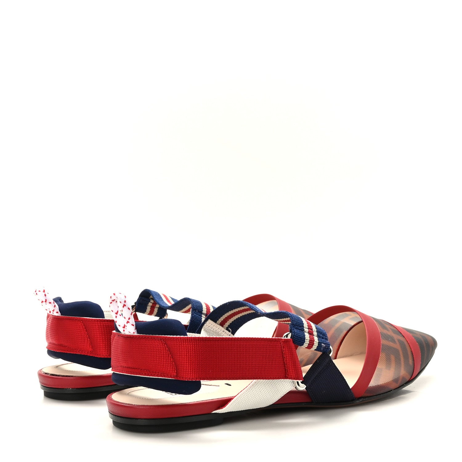 Fendi Technical Mesh FF Colibri Slingback Ballerina Flats 40 Tobacco Moro Saffiro Ciliegia 4 of 7