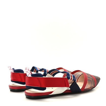 Fendi Technical Mesh FF Colibri Slingback Ballerina Flats 40 Tobacco Moro Saffiro Ciliegia 4 of 7
