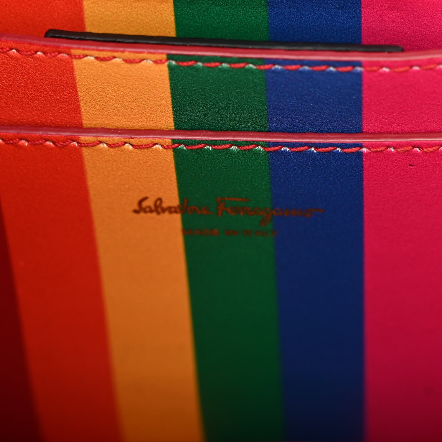 Salvatore Ferragamo Calfskin Rainbow Studio Box Bag Black 6 of 10