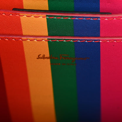 Salvatore Ferragamo Calfskin Rainbow Studio Box Bag Black 6 of 10